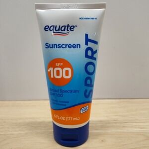 Equate Sport Sunscreen Broad Spectrum SPF 100 Water Resistant 6 Oz.Exp 10/26 NEW